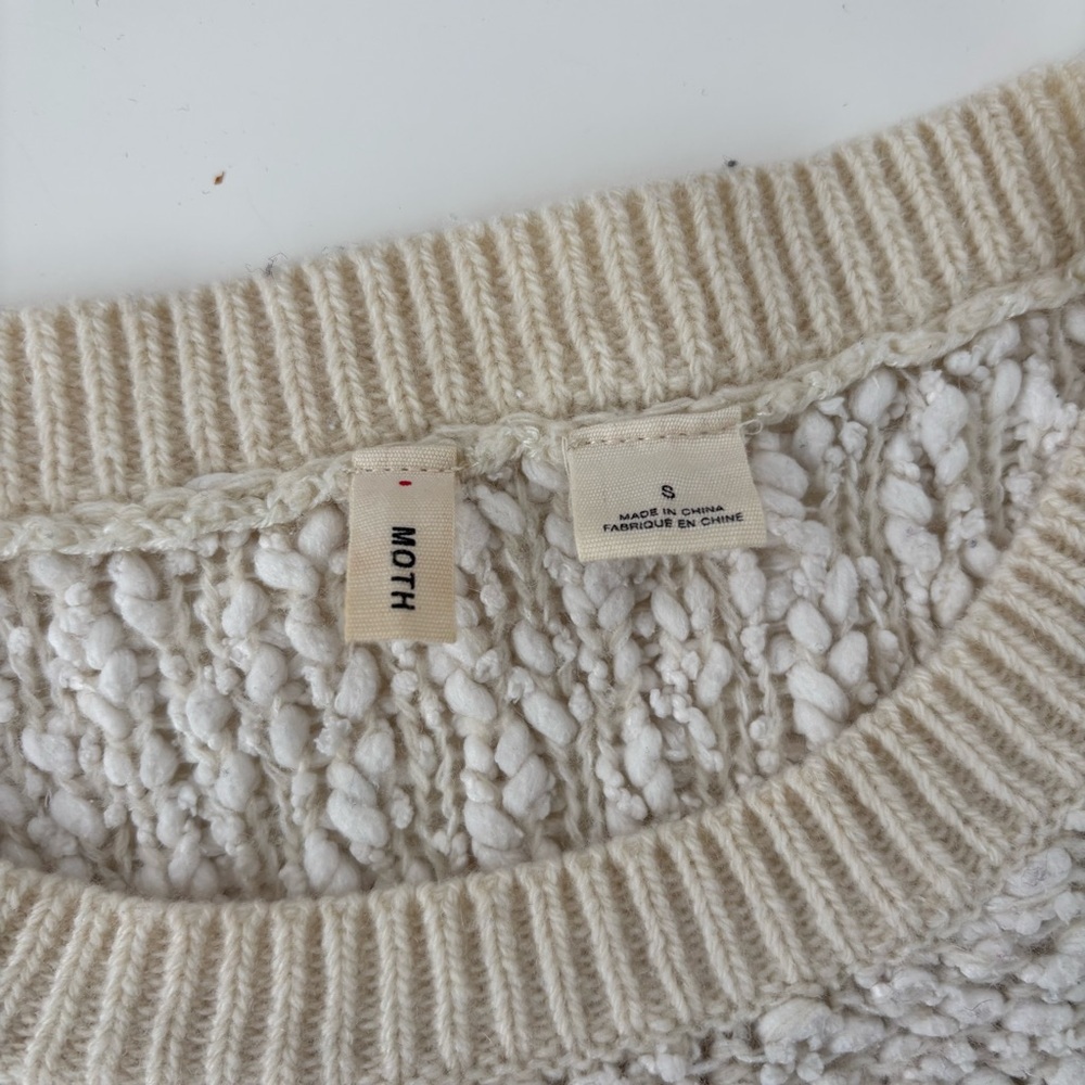 Anthropologie MOTH Women's Cream Ivory Arbor Sweater Wool Blend Crewneck  Small - Picture 5 of 9